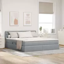 LED saugojimo lova su čiužiniu Šviesiai pilka 180 x 200 cm