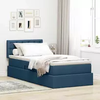 LED saugojimo lova su čiužiniu Mėlyna 90 x 200 cm Audinys