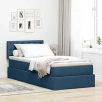 LED saugojimo lova su čiužiniu Mėlyna 90 x 190 cm Audinys