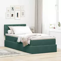 LED saugojimo lova su čiužiniu Tamsiai žalia 90 x 200 cm