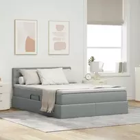 LED saugojimo lova su čiužiniu Šviesiai pilka 140 x 190 cm