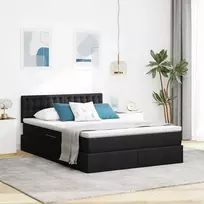 LED saugojimo lova su čiužiniu Juoda 140 x 190 cm Audinys