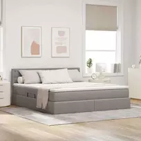 LED saugojimo lova su čiužiniu Taupe 180 x 200 cm Audinys