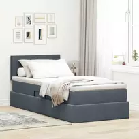 LED saugojimo lova su čiužiniu Tamsiai pilka 90 x 190 cm