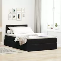 LED saugojimo lova su čiužiniu Juoda 120 x 190 cm Aksomas