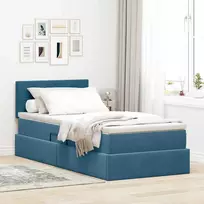 LED saugojimo lova su čiužiniu Tamsiai mėlyna 90 x 190 cm