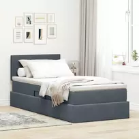 LED saugojimo lova su čiužiniu Tamsiai pilka 90 x 200 cm