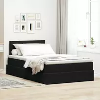 LED saugojimo lova su čiužiniu Juoda 120 x 200 cm Aksomas