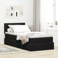 LED saugojimo lova su čiužiniu Juoda 90 x 200 cm Aksomas