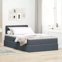 LED saugojimo lova su čiužiniu Tamsiai pilka 120 x 190 cm