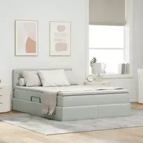 LED saugojimo lova su čiužiniu Šviesiai pilka 140 x 190 cm