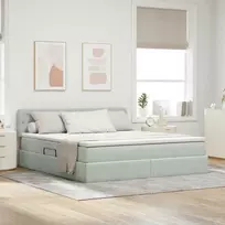 LED saugojimo lova su čiužiniu Šviesiai pilka 160 x 200 cm
