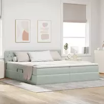 LED saugojimo lova su čiužiniu Šviesiai pilka 200 x 200 cm