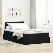 LED saugojimo lova su čiužiniu Juoda 120 x 200 cm Aksomas