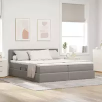 LED saugojimo lova su čiužiniu Taupe 180 x 200 cm Audinys