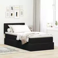 LED saugojimo lova su čiužiniu Juoda 90 x 190 cm Aksomas