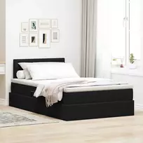 LED saugojimo lova su čiužiniu Juoda 120 x 190 cm Aksomas