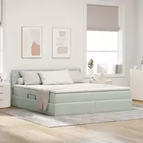 LED saugojimo lova su čiužiniu Šviesiai pilka 160 x 200 cm
