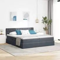 LED saugojimo lova su čiužiniu Tamsiai pilka 180 x 200 cm