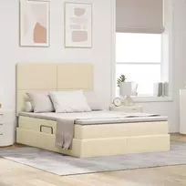 Lova su daiktų laikymo vieta ir čiužiniu Kremas 140 x 190 cm