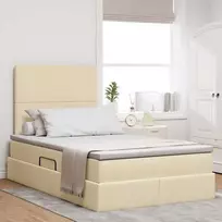 Lova su daiktų laikymo vieta ir čiužiniu Kremas 120 x 200 cm