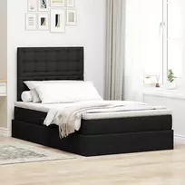 LED saugojimo lova su čiužiniu Juoda 120 x 190 cm Audinys