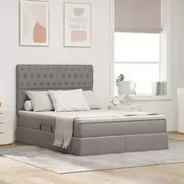 Lova su daiktų laikymo vieta ir čiužiniu Taupe 140 x 200 cm