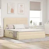 LED saugojimo lova su čiužiniu Kremas 160 x 200 cm Audinys