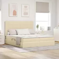 Saugos lova su galvūgalio Kremas 180 x 200 cm Audinys