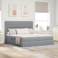 LED saugojimo lova su čiužiniu Šviesiai pilka 180 x 200 cm