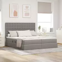 LED saugojimo lova su čiužiniu Taupe 180 x 200 cm Audinys