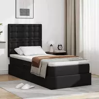 Lova su daiktų laikymo vieta ir LED su LED Juoda 90 x 200 cm
