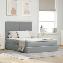 LED saugojimo lova su čiužiniu Šviesiai pilka 140 x 190 cm