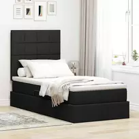 LED saugojimo lova su čiužiniu Juoda 90 x 200 cm Audinys