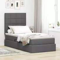 LED saugojimo lova su čiužiniu Tamsiai pilka 90 x 190 cm