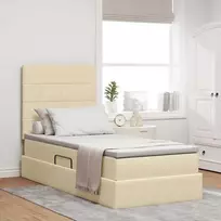 LED saugojimo lova su čiužiniu Kremas 100 x 200 cm Audinys