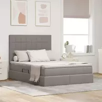 LED saugojimo lova su čiužiniu Taupe 140 x 200 cm Audinys