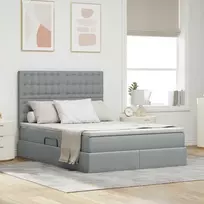 LED saugojimo lova su čiužiniu Šviesiai pilka 140 x 190 cm