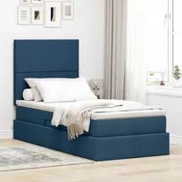 LED saugojimo lova su čiužiniu Mėlyna 100 x 200 cm Audinys
