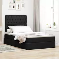 LED saugojimo lova su čiužiniu Juoda 120 x 190 cm Audinys