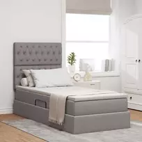 LED saugojimo lova su čiužiniu Taupe 90 x 190 cm Audinys