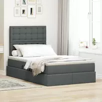 LED saugojimo lova su čiužiniu Tamsiai pilka 120 x 190 cm