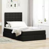 LED saugojimo lova su čiužiniu Juoda 120 x 200 cm Audinys