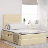 LED saugojimo lova su čiužiniu Kremas 120 x 200 cm Audinys