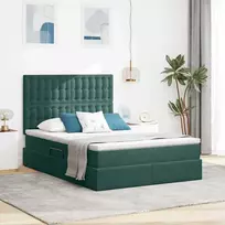 LED saugojimo lova su čiužiniu Tamsiai žalia 140 x 190 cm