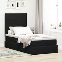 LED saugojimo lova su čiužiniu Juoda 90 x 190 cm Aksomas