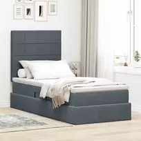 LED saugojimo lova su čiužiniu Tamsiai pilka 90 x 190 cm