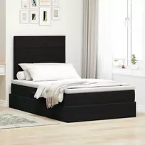 LED saugojimo lova su čiužiniu Juoda 120 x 200 cm Aksomas
