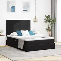 LED saugojimo lova su čiužiniu Juoda 140 x 190 cm Aksomas