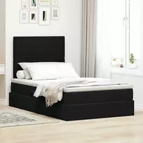 LED saugojimo lova su čiužiniu Juoda 120 x 190 cm Aksomas